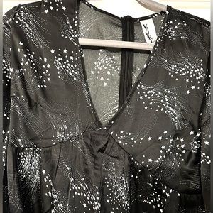 Black Satin Star Detailed Dress